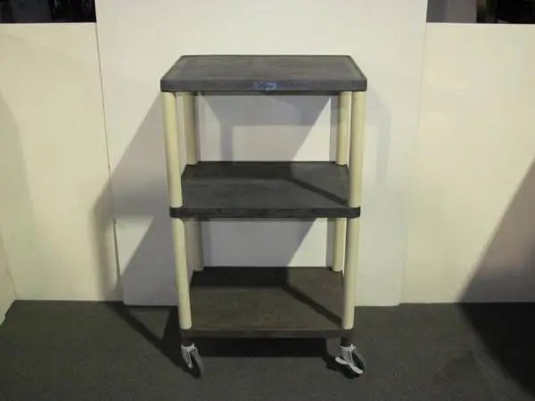 Vintage H. Wilson plastic resin three-tier AV cart on casters
