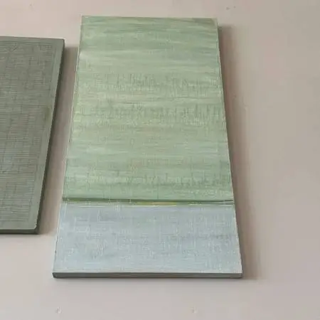 Original Green/ Blue Abstract Art By Kathy Ramras - 28.4X1.4X48
