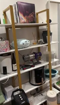 5-Tier Gold and White Display Shelf - $50