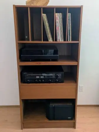 Mid-Century Modern Danish Teak Stereo Cabinet - Vinyl Storage & Drawer