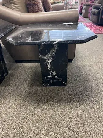 Contemporary Black Marble End Table (#1026)