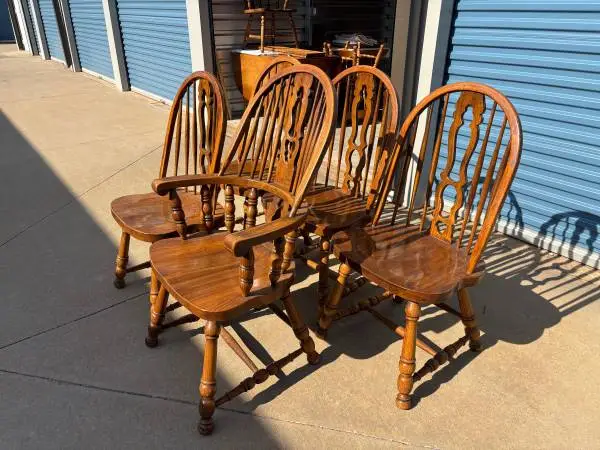 5 Sturdy American Drew Solid Oak Dining Chairs