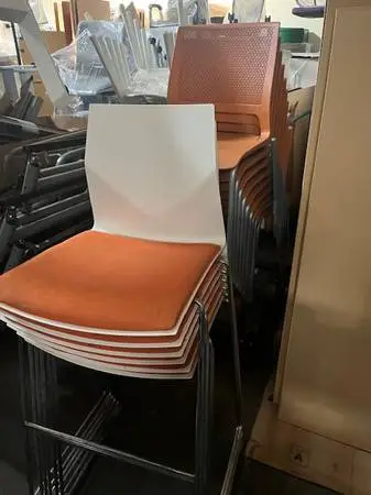 Tall Bar Height Chairs-White & Orange (30h)