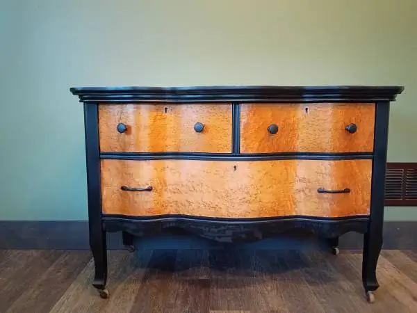 Two-tone Birds Eye Maple Serpentine Dresser