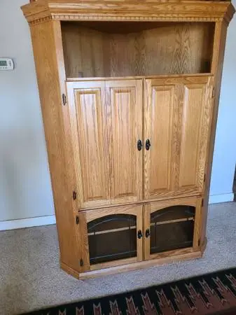 Oak corner TV cabinet