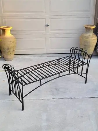 Vintage bench Hollywood Regency Art Deco French Heavy wrought Iron