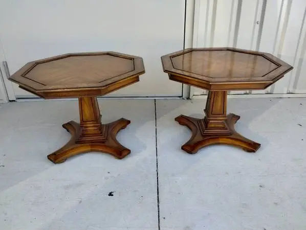 Vintage 1960s Mid Century Modern Low Profile Pedestal Tables - NICE!