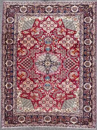 VINTAGE PERSIAN NAJAFABAD HAND KNOTTED RUG, 10.3 x 13.7