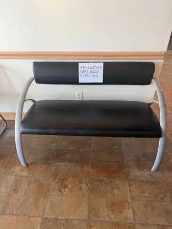 4 ft Leather/Metal Bench