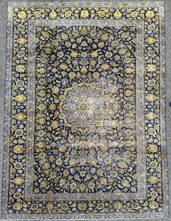 ANTIQUE PERSIAN NAIN HAND KNOTTED RUG, 9.8 x 13.0