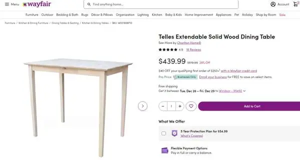 Extendable Butterfly Solid Wood Dining Table | 4 Chairs Separate