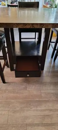 Square Marble Espresso brown with 6 chairs