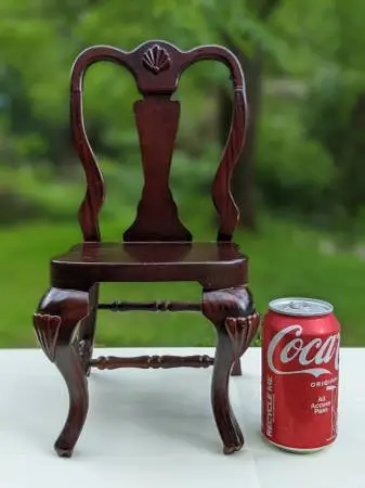 Department 56 Solid Wood 14.5 Doll Chair Queen Anne w/Scallop Shells