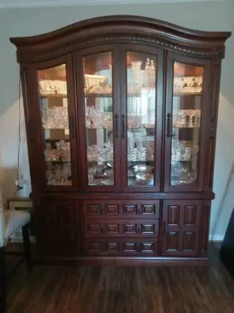 Solid Walnut China Cabinet With Glass