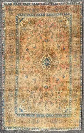 ANTIQUE PERSIAN KASHAN HAND KNOTTED RUG, 6.0 x 9.5