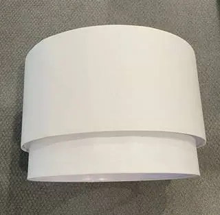 2-TIER WHITE FABRIC DRUM SHADE; FOR PENDANT, CHANDELIER, FLOOR LAMP