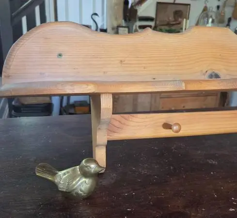 Vintage Pine Shelf With Pegs