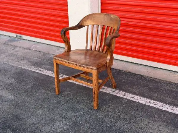 Vintage Walnut 1910’s Bankers Walnut Wood Accent Chair by SIKES Co Inc.