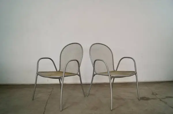 Pair of Post Modern Italian Stackable Patio Chairs