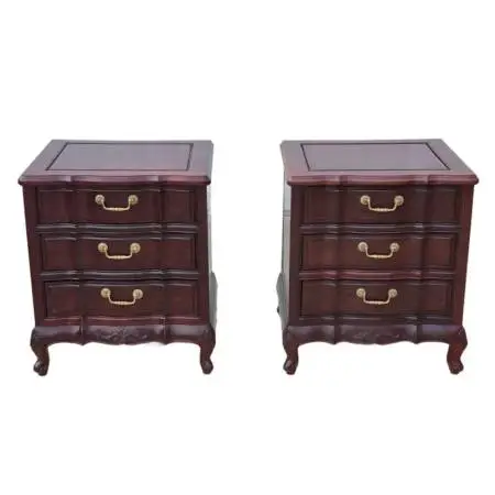 Vintage Mahogany French Provincial Night Stands End Tables, A Pair