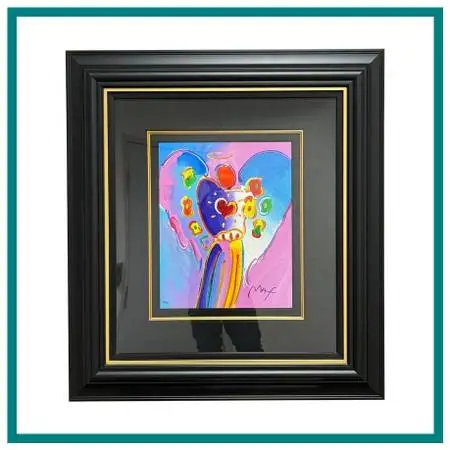 Peter Max Angel With A Heart Original Print, Framed