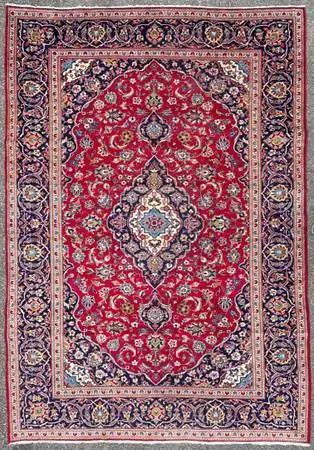 VINTAGE PERSIAN KASHAN HAND KNOTTED RUG, 8.0 x 11.4