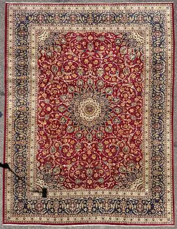 VINTAGE PERSIAN KASHAN HAND KNOTTED RUG, 9.8 x 12.9