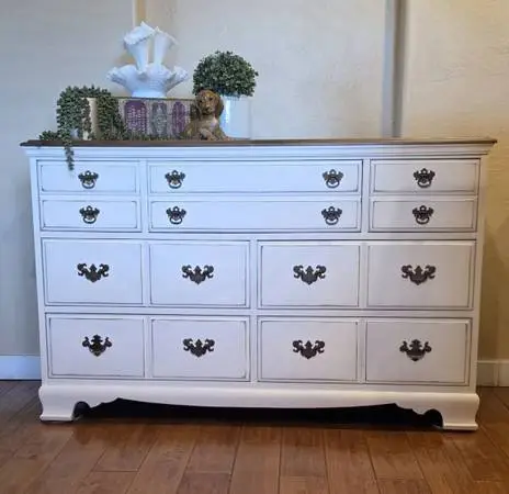 Newly Refinished Long White Dresser