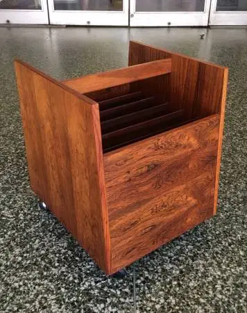 Danish Modern Rosewood Vinyl Record Caddy