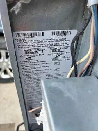 Coleman propane upflow forced air furnace