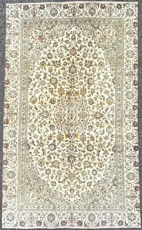 VINTAGE PERSIAN NAIN HAND KNOTTED RUG, 5.6 x 9.2