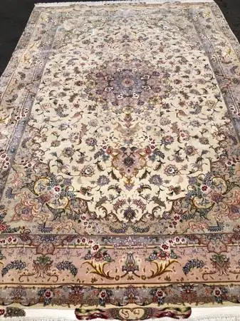 Fine Tabriz Iranian Hand Made Silk & Wool 10x7 Persian Rug