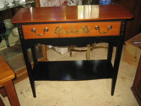 Hictchcock Stenciled Console Table w/ Drawer Vintage