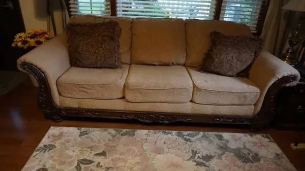 Brown sofa with 2 cushions