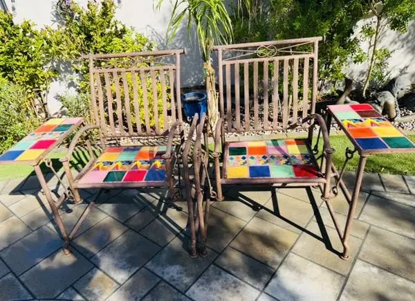 Dual Southwestern Style Iron Rocking Chairs with Talavera Tile!!!