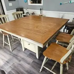 Counter Height Dining Set - Real Wood Table & 4 Chairs (Excellent Cond