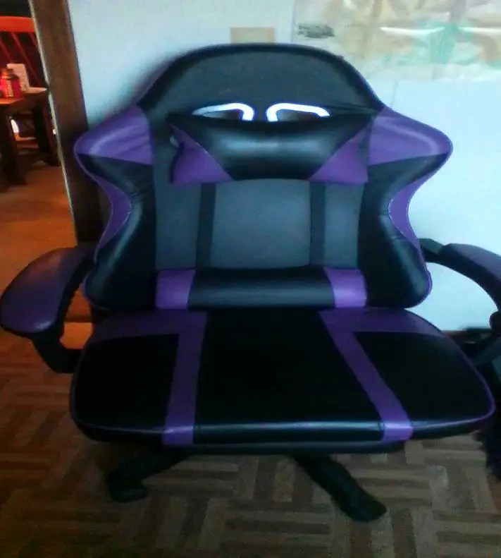 Black Purple Gaming Office Chair Adjustable Ergonomic Seat