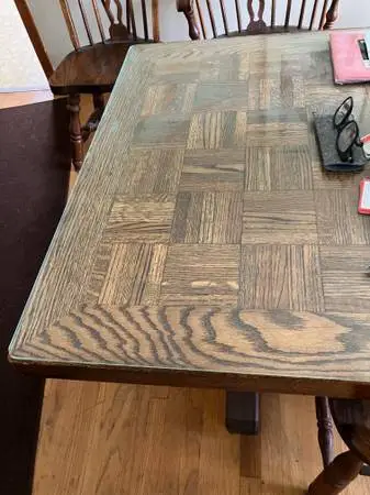 DINING ROOM TABLE, 4 CHAIRS , SIDE TABLE