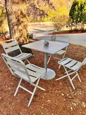 Room & Board EMU Italian Modern Outdoor Table  and 4 Crate & Barrel chairs