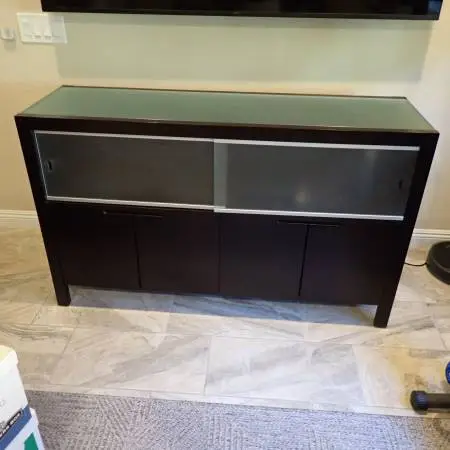 Modern Solid Wood 59 Media Console Crate & Barrel Style Frosted Glass