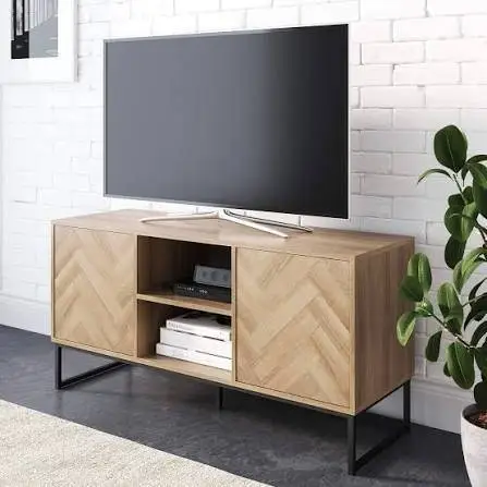 Nathan James Wood Herringbone TV Cabinet Light Golden Oak