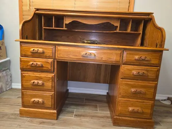 Roll top desk real wood