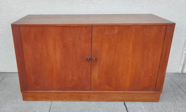 Mid Century Modern Møbler Søborg Teak Credenza Tambour Door Cabinet