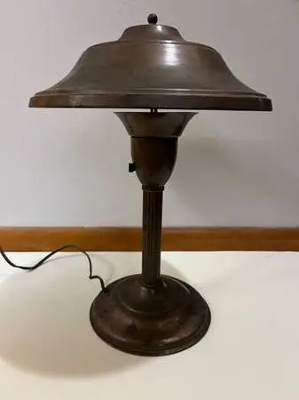 Vintage 1950s MCM Brown Flying Saucer Lamp