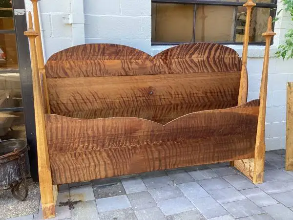 Artisan Handmade “Fiddleback” Redwood exotic WOOD BEDFRAME -78” wide