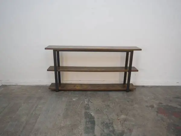 Rustic Wood Console Table with 3 shelves 68 W x 12 D x 36H