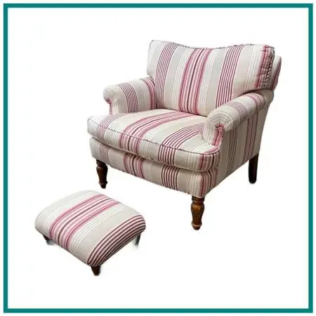 Traditional Striped Armchair + Ottoman