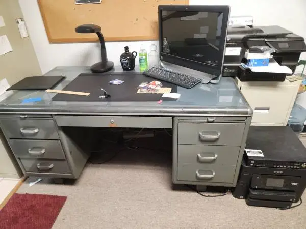 Vintage Gray Metal Desk