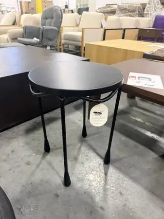 Black Sheet Metal Accent Side Table With Teardrop Legs Brand New