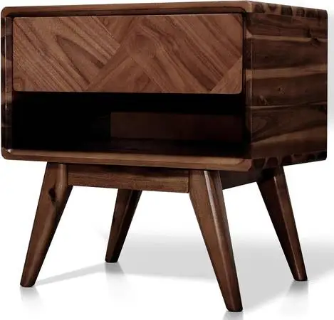 Nightstand End Table Solid Acacia NEW ret $270 Walnut